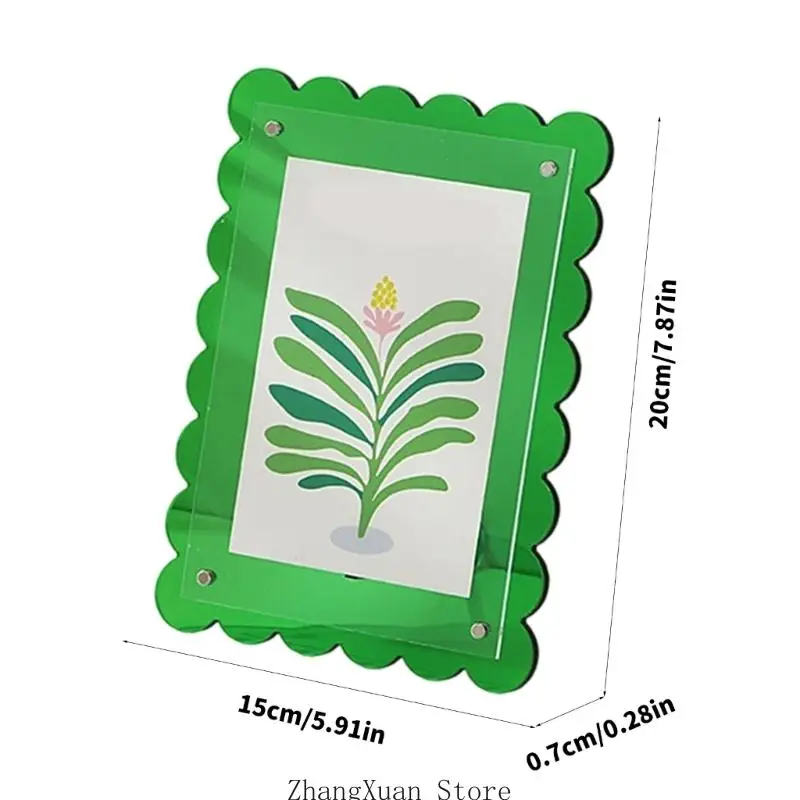 Klarer Acryl-Bilderrahmen, Kunststoff-Bilderrahmenhalter, Wellen-Fotorahmen, Desktop-Display für Home-Office-Sammlungen 3XUF – Detail 6