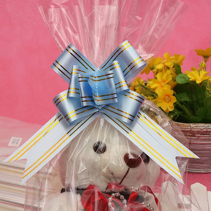 20/50pcs large clear cellophane bag with bow for basket and gift wrap christmas decoration