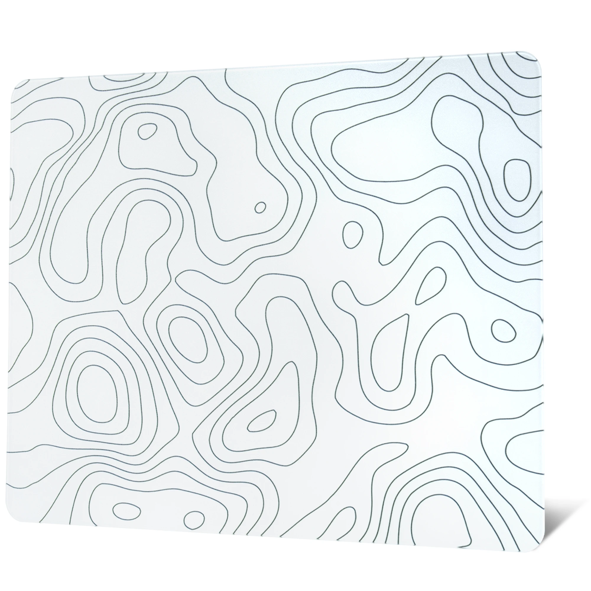 XVX White Glass Mouse Pad Topographic Map Large Glass Gaming Mousepad Hard Mouse Pad for Speed and Precision Suitable for Gaming