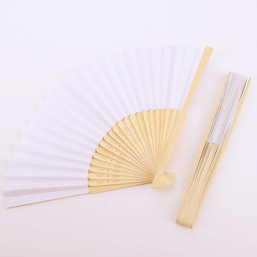 1-50pcs DIY Paper Bamboo Folding Fan Adults Children's Calligraphy Painting Practice Blank White Folding Fan Wedding Party Gifts