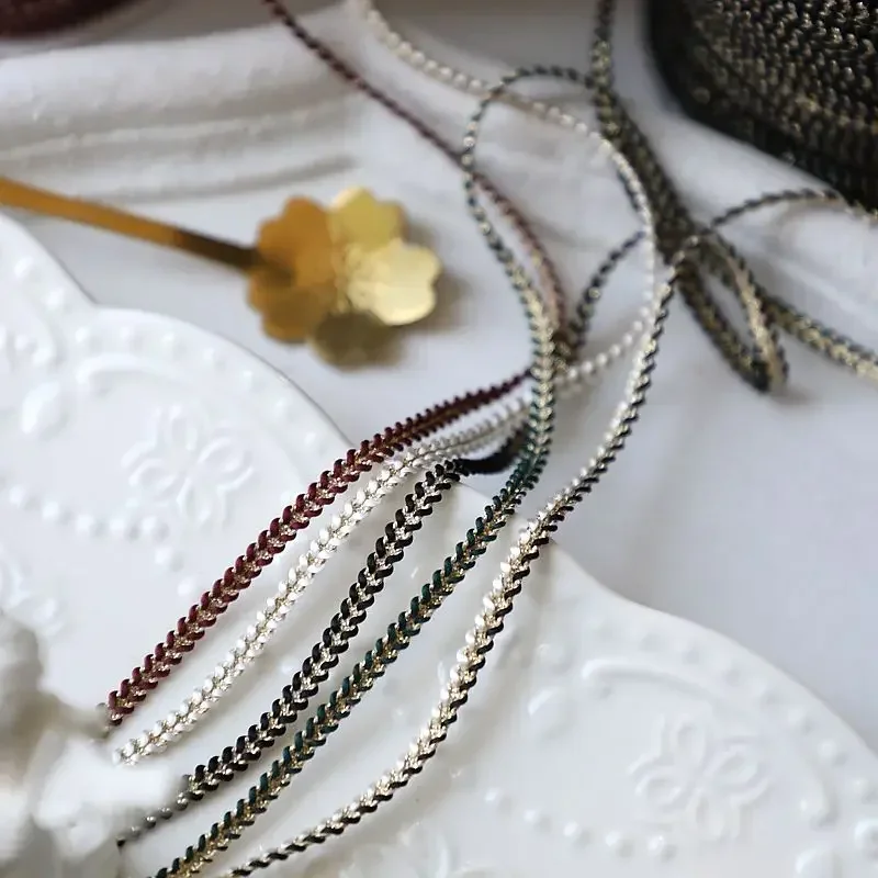Braided Lace Ribbon for DIY Clothes, Curve Lace Accessories, Sewing Centipede, Home Party Decoration, White Black Red Gold Trim