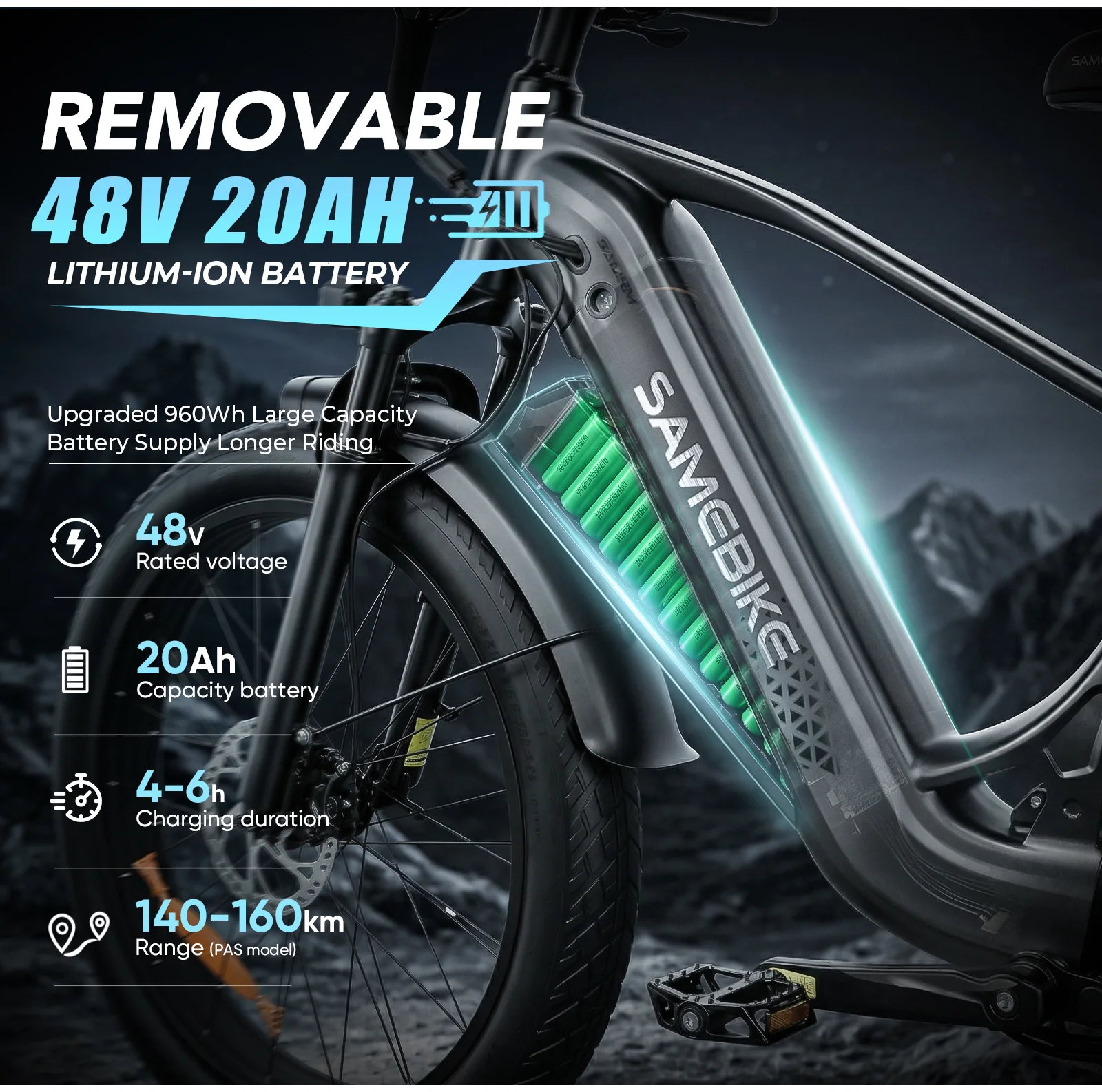 SAMEBIKE Storm Off-Road Electric Mountain Bike 3