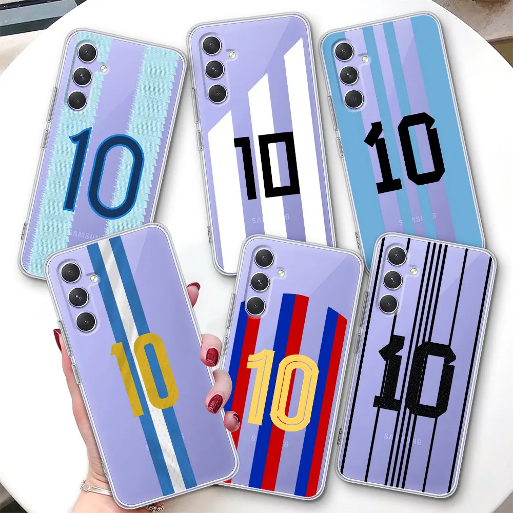 Football Number Case for Samsung Galaxy A57 A15 A37 A16 A17 A54 A14 A22 A51 A53 A12 A13 A23 A52 A55 Transparent TPU Phone Cover