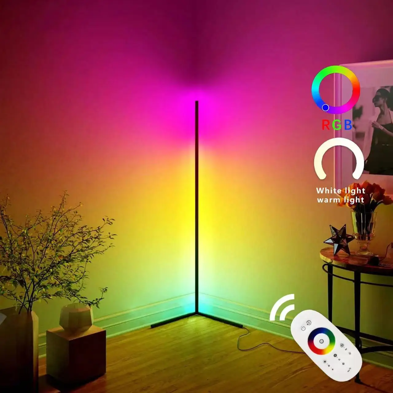 rgb Rainbow switch atmosphere led Smart Home Lights Remote Control Modern Nordic Europe LED Corner Floor Lamp