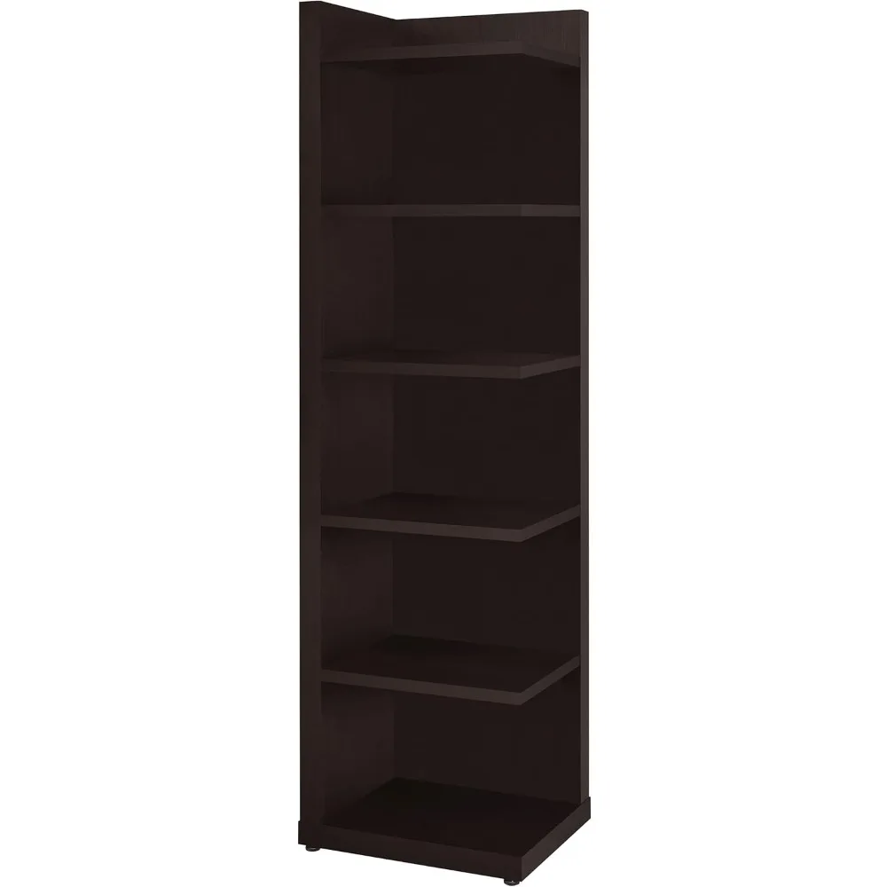 

- Alder - Engineered Wood - 6-Shelf Tall Candner Bookcase with Leveling Glides, Modern Design, Transitional Style - Living Room