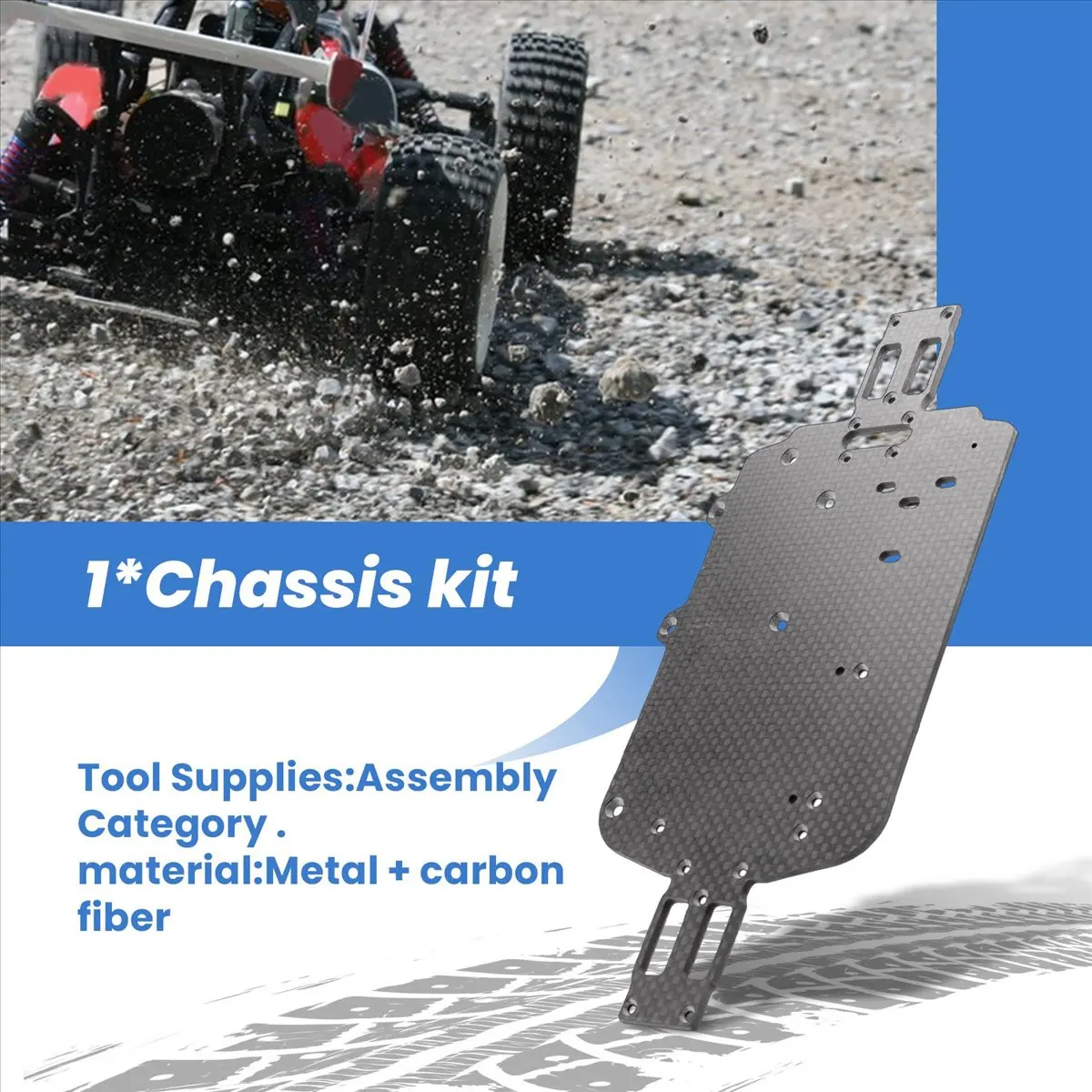 Piezas de chasis de fibra de carbono mejoradas A48U para WLtoys A959 A979 A959B A979B 1/18, repuesto para coche RC, azul