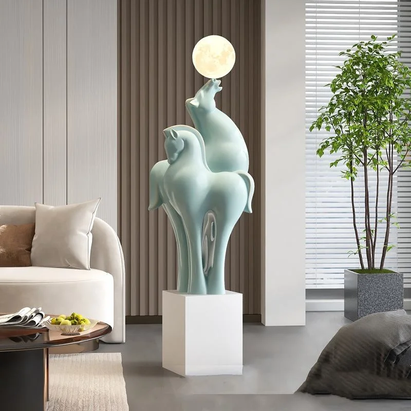 High-quality horse sculpture LED light Large floor decoration Opening housewarming gift Office Hotel lobby sculpture decoration