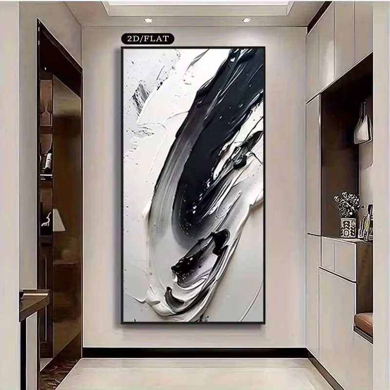 2D Flat, 2D Flat, A Frameless 2D/Flat Measuring 39*78 Inches (100*200 Cm) Featuring Abstract Flow, This Canvas Poster Art Oil Pa