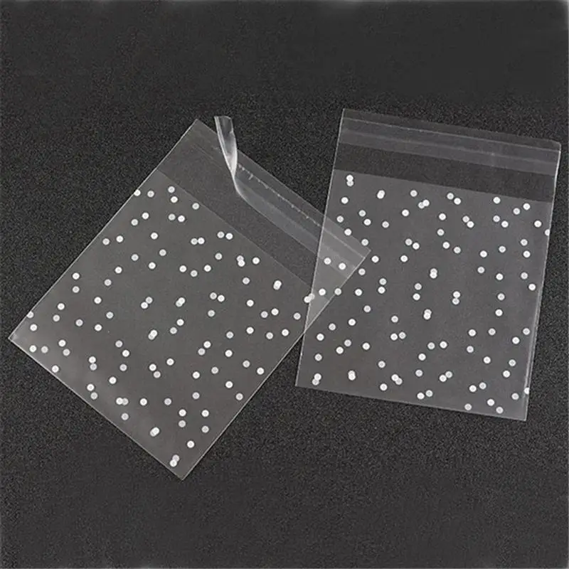 100/200/500 Stuks Transparante Polka Dot Snoep Cookie Verpakking Zakken Met Diy Zelfklevende Pouch Bruiloft verjaardagsfeestje Zakken