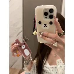 Cartoon cute Rilakkuma white brown bear suitable for iPhone16promax mobile phone case 15Plus 14 iPhone xsmax mobile phone case