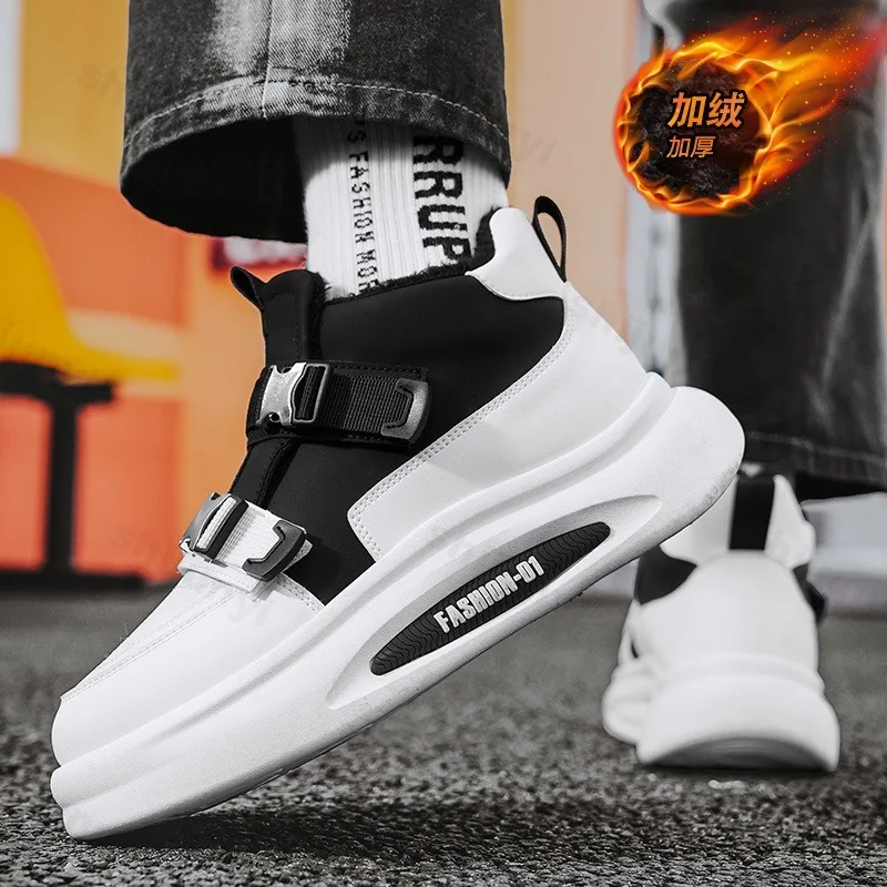 

2025 Winter New Retro Warm Hairy High Top Thick Soled Snow Boots for Men Fashion Versatile Plush Comfortable Chunky Cotton Boots