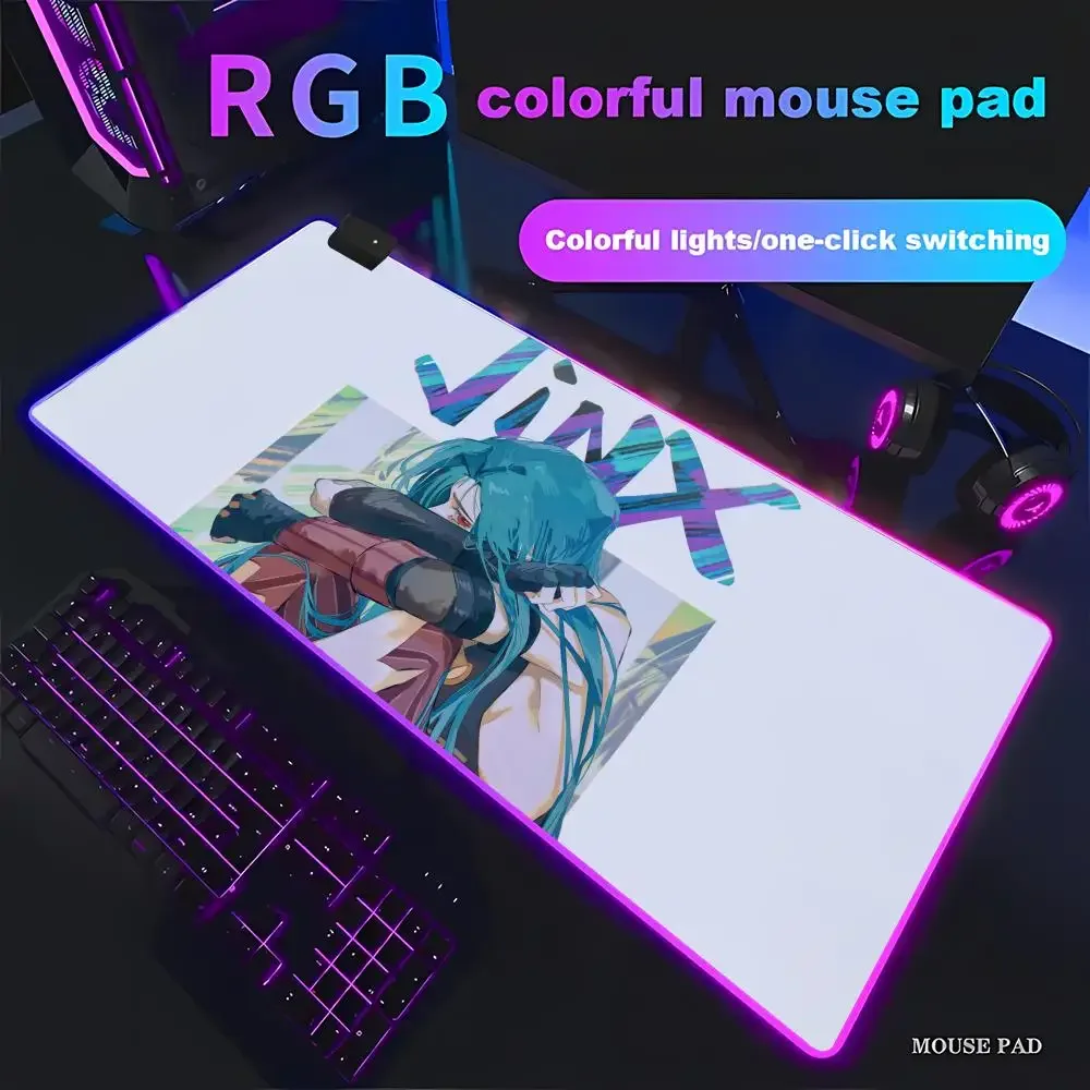 

Jinx Коврик для мыши Анимационные игры Красивый игровой коврик для мыши RGB HD Gamer Большой светодиодный коврик для ПК Компьютерный коврик для League of Legends