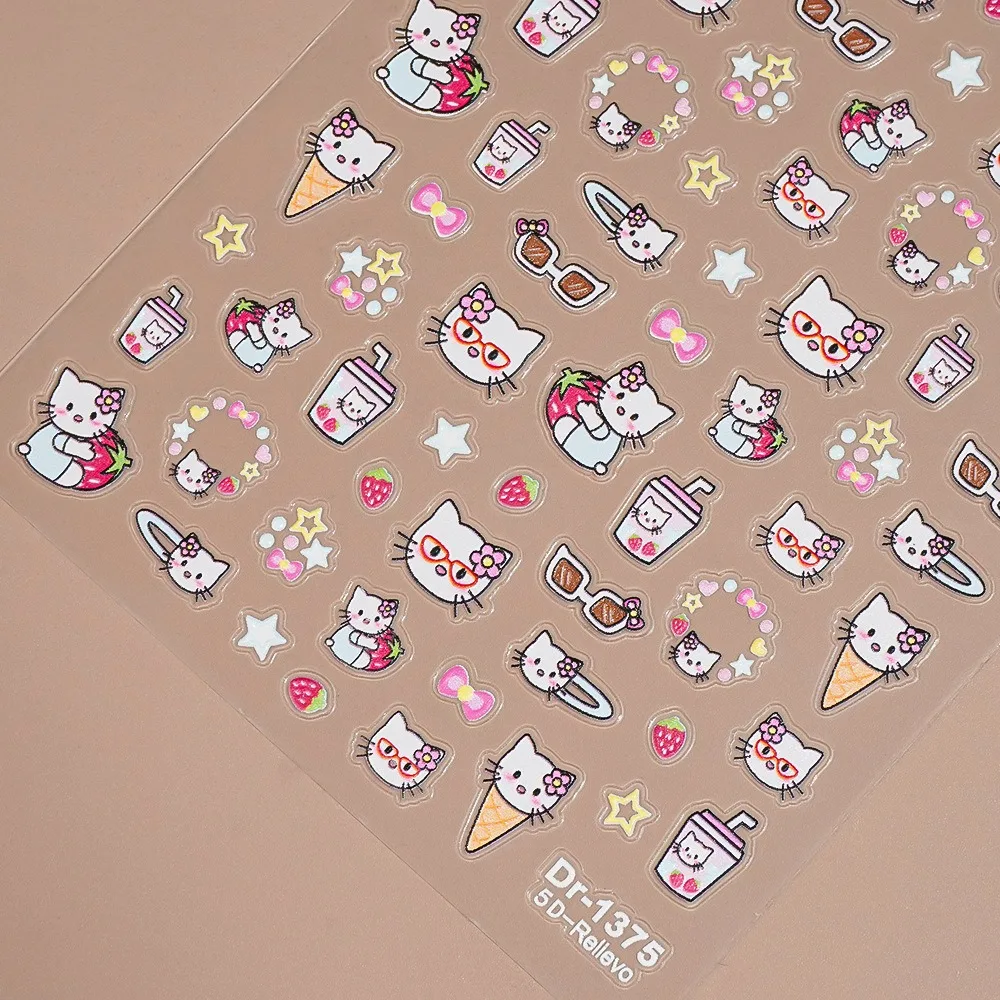 1PCS Sanrio Nail Stickers Hello Kitty Little Twin Stars Self-adhesive Nail Accessories Pochacco Cute Fashion Design Nail Parts