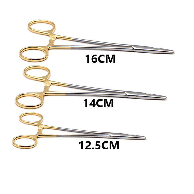 

Gold Dental Surgical Instrument For Dental Orthodontic Forcep Needle Holder Pliers Mosquito Tweezer