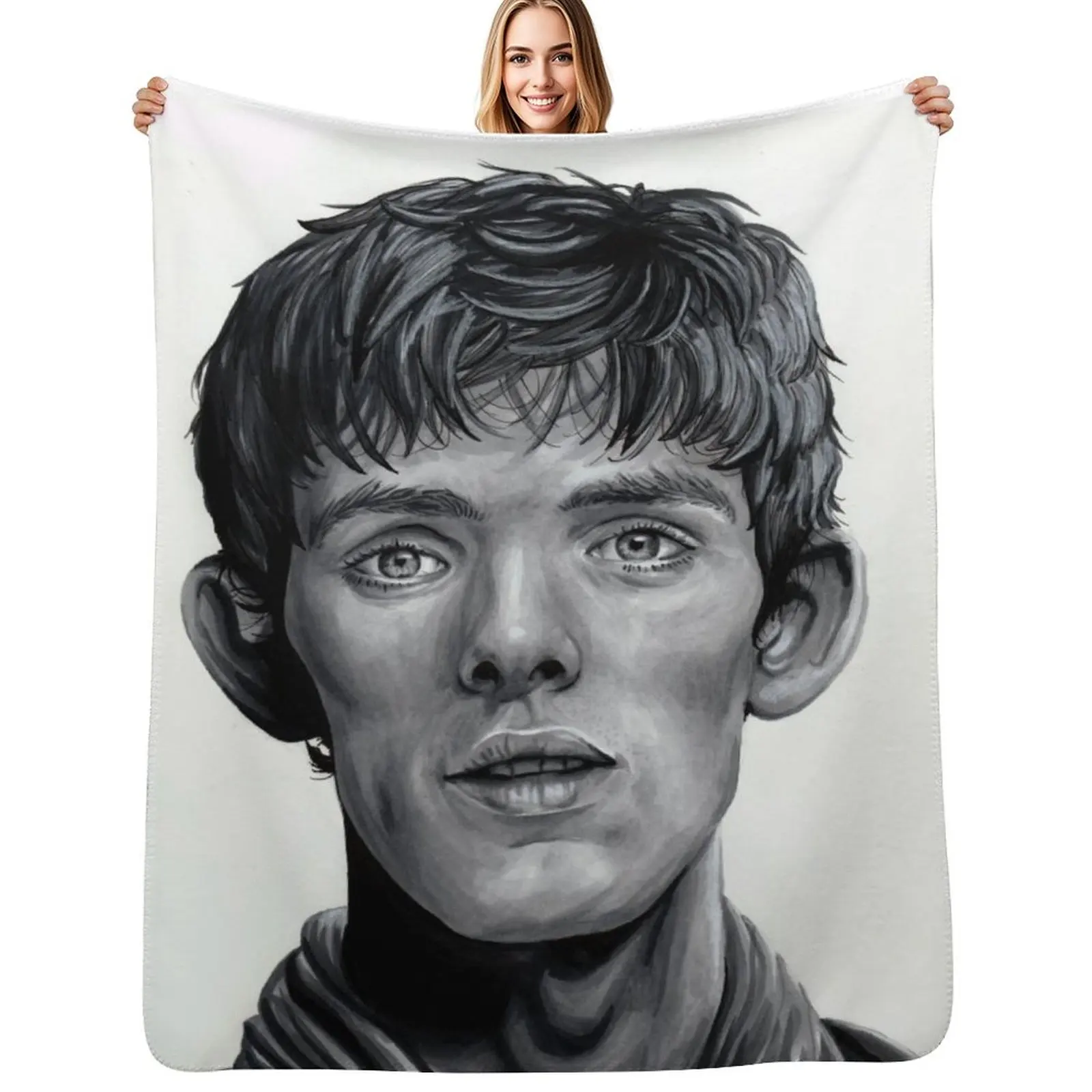 

Merlin Portrait BBC Throw Blanket Cozy Warm Blanket for Bed Room Decor