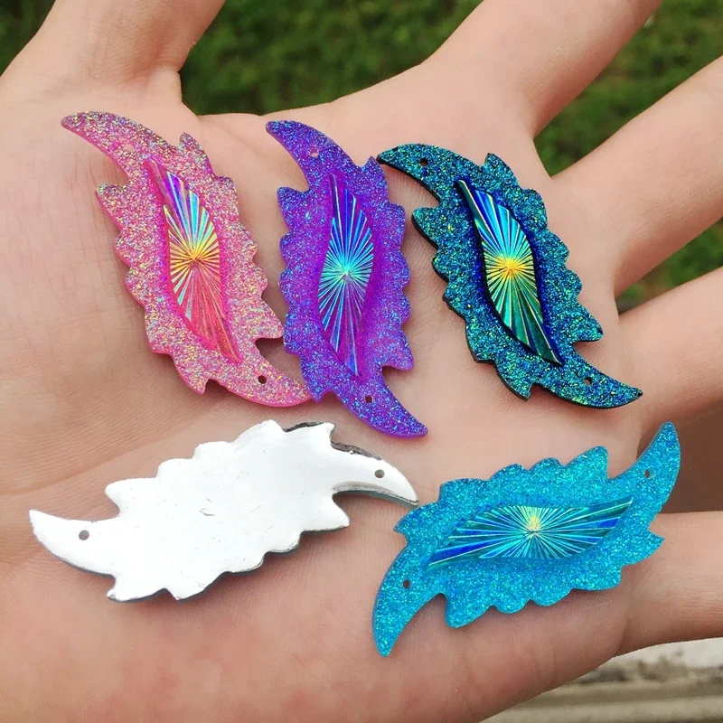 ผสม 40 ชิ้น S รูปร่าง Rhinestones เสื้อผ้าอุปกรณ์เสริมใช้ในงานแต่งงานรองเท้า patch art ของเล่นหมวก 18*47 มิลลิเมตร 2 หลุม