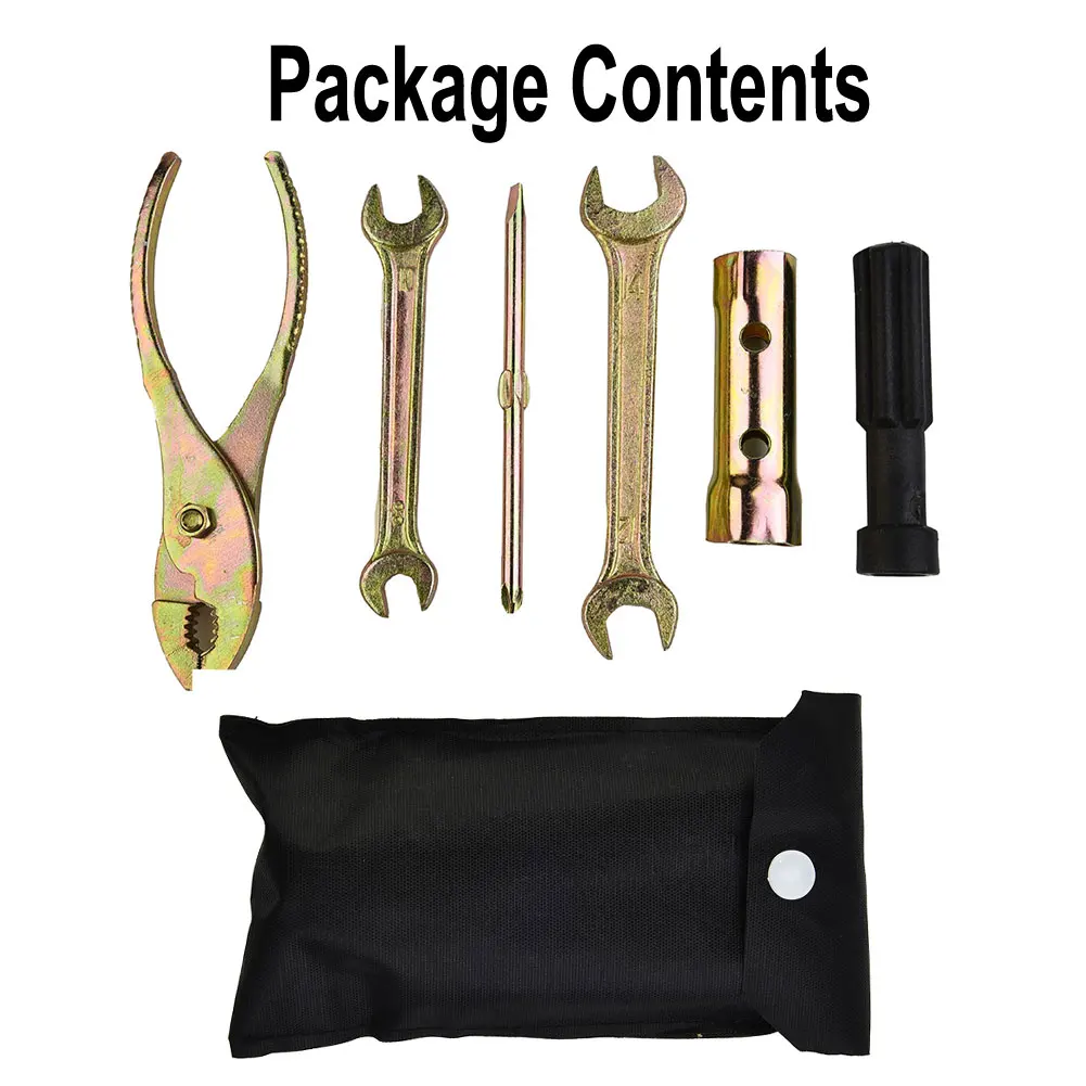 Complete Motorcycle Tool Kit 5pcs of Wrenches Screwdriver Pliers in Storage Bag Compatible with Various Models