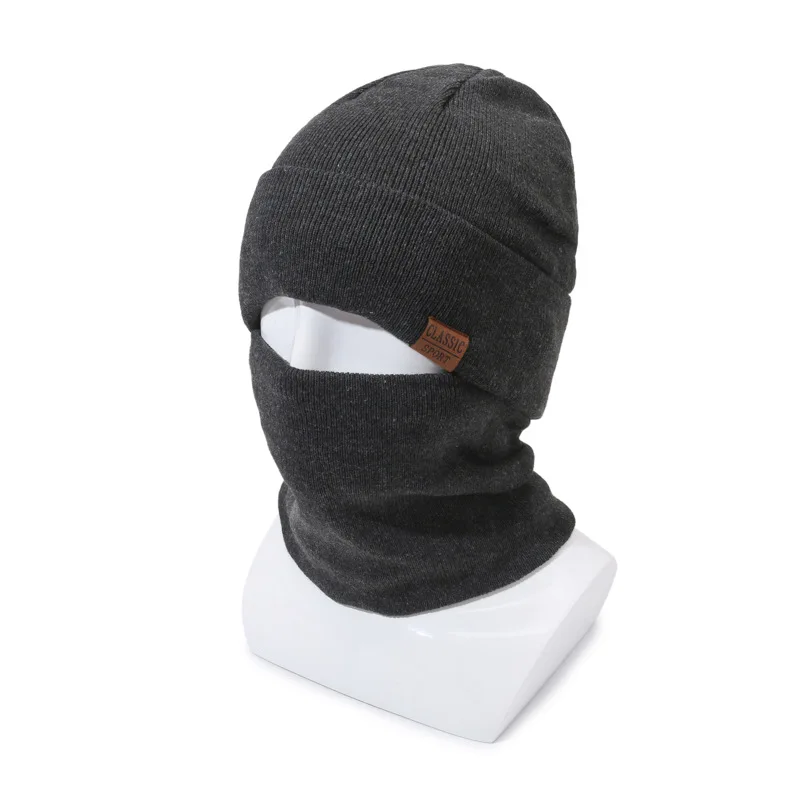 Conjunto de dos piezas de punto para hombre, gorro y bufanda a prueba de viento para exteriores, protección contra el frío, otoño e invierno, 2023