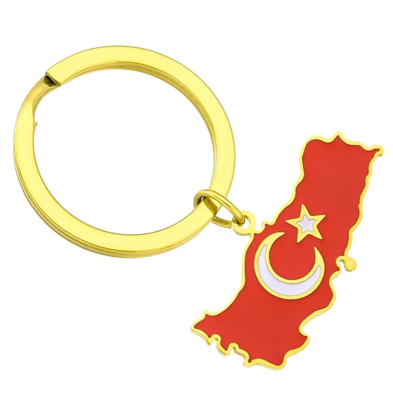 Unique Türkiye Map Keys Jewelry Stainless Steel Turkey Map Keychain Turkish Keyrings Bag Ornaments for Daily Party