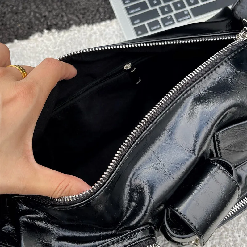 Moto & Biker Underarm Bags For Women Luxury Designer Handbags Purses 2023 New In Personality PU Square Multiple Pockets Shoulder