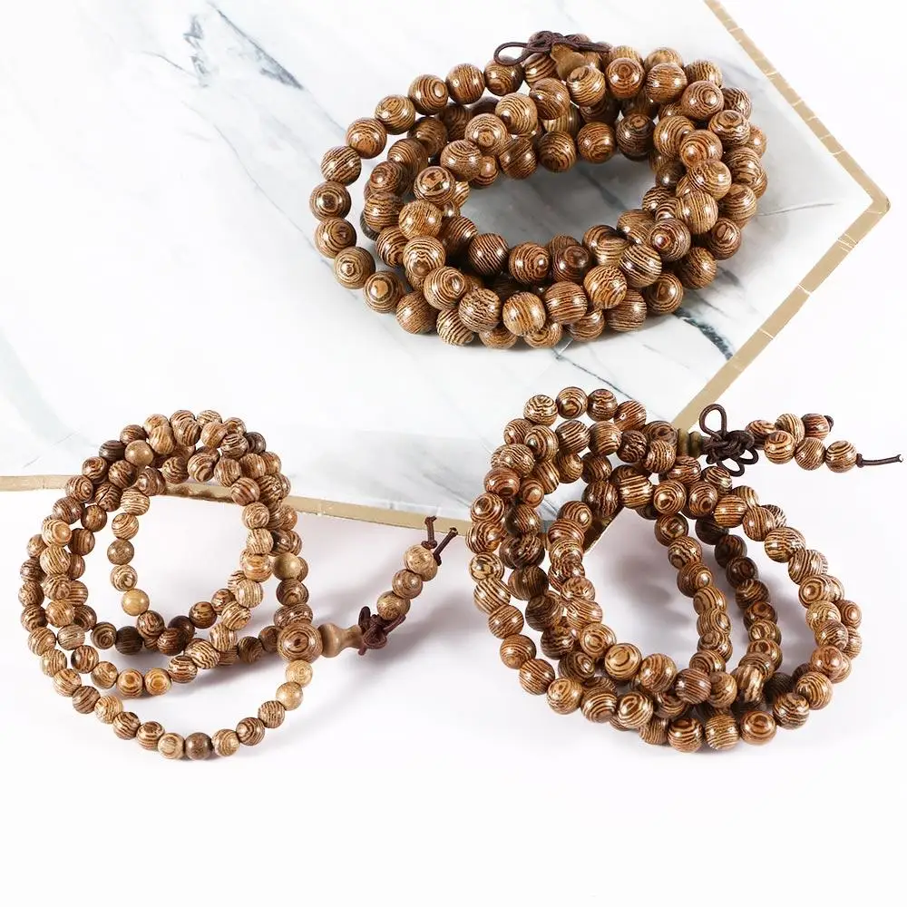Hot Sale Fashion Beads Wooden Tibetan Buddhist Wenge Prayer Beads Mala Bracelet Rosary Buddha