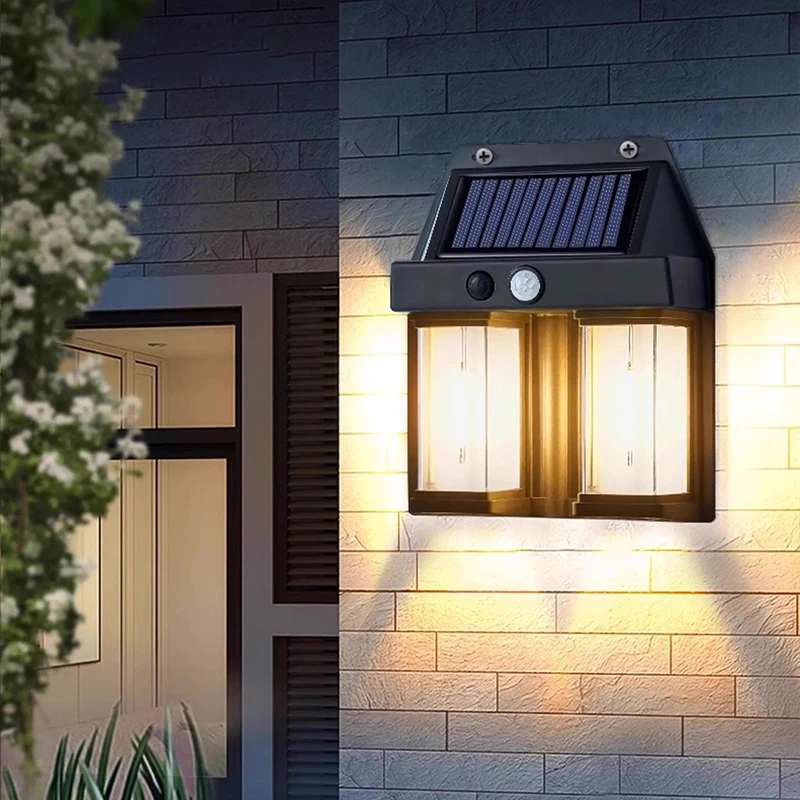 LED Solar Tungsten Wall Lamp Outdoor IP65 Waterproof Motion Sensor Wall Lamp Porch Garden Garage Courtyard Decorative Lighting