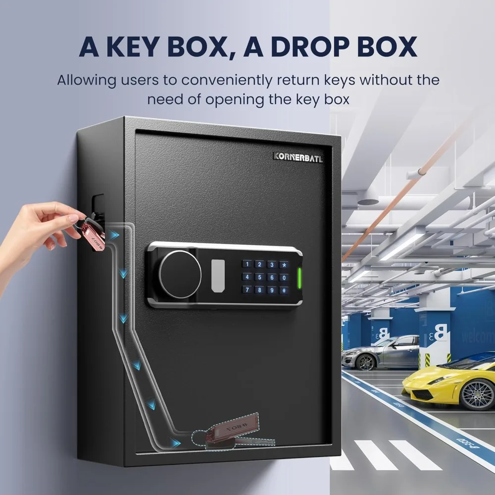 Heavy Duty 103 Position Electronic Key Lock Box with Anti-Theft Deposit Key Slot & Key Out Tags, Wall Mount for Home Office view 4