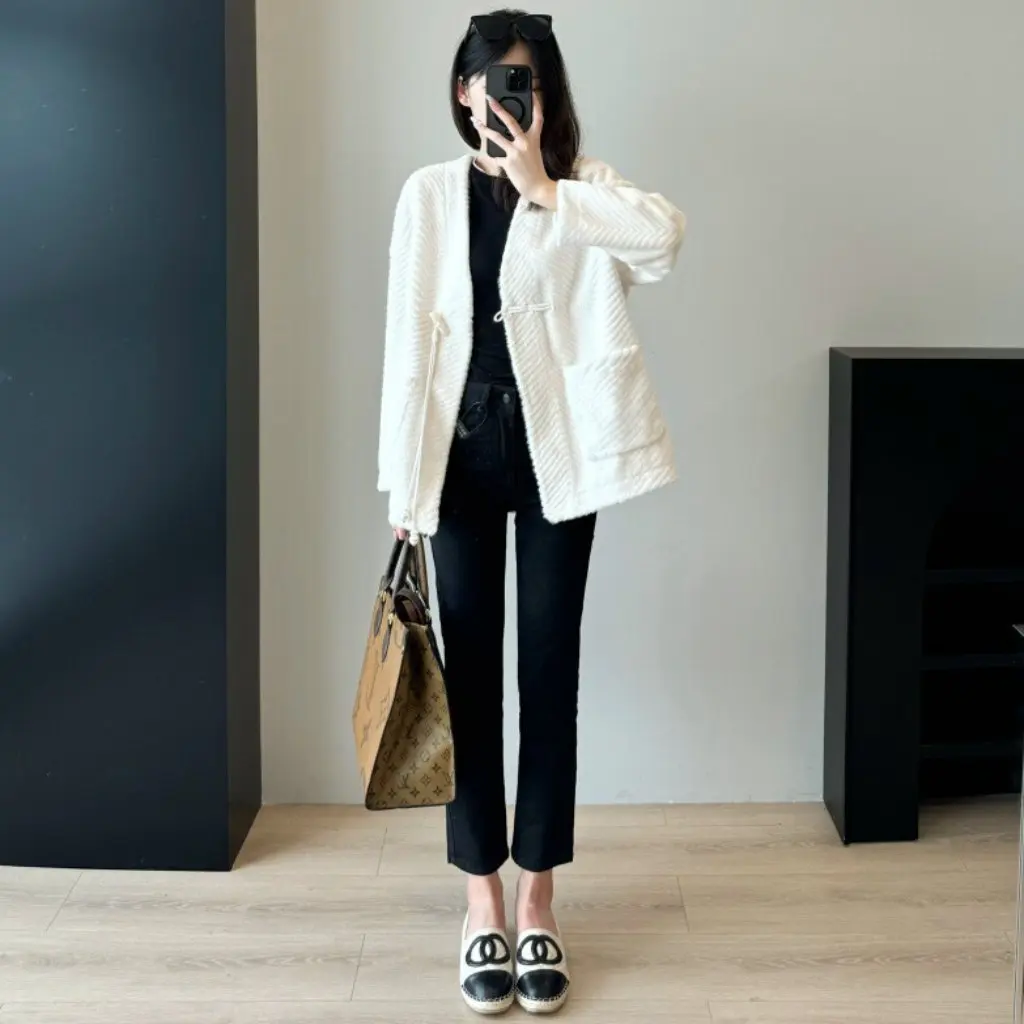 

Women's Foreign-style Mid-length Coat Mao Jacket Good-Looking Lazy Relaxation Gentle Autumn Winter New F062425