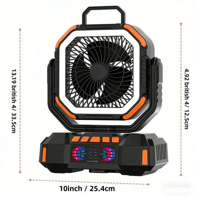 Cross-border New 40 000mAh Outdoor Camping Fan USB Charging Oscillating Head Remote Control Brushless DC Motor 3-speed Wind