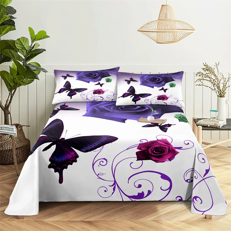 

Butterfly Bed Sheet Set Bedding Set Bed Flat Sheet Flower Boy Girl Bedsheet Bedding King Bed Sheets and Pillowcases