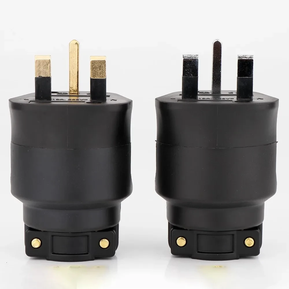 High Quality UK AC Power Electric Fused 13A Male 3 Pin UK British Plug Fuse Gold/Rhodium Plating Connector Plug for HiFi DIY