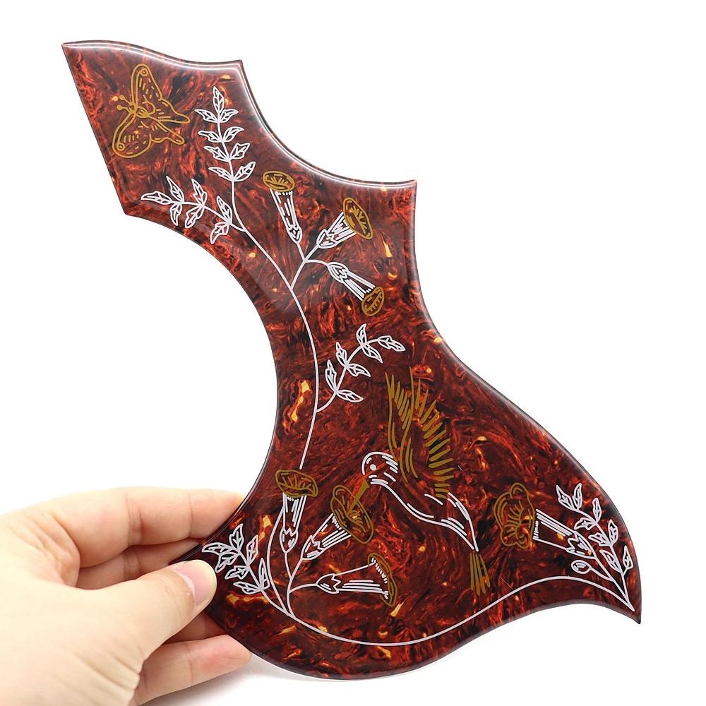 1R Hummingbird Flower Decorative celluloid & Crystal epoxy resin Guitar Pickguard Anti-scratch Plate for Folk Acoustic Guitar