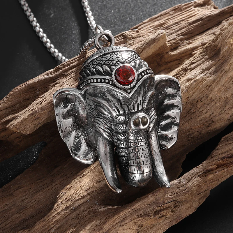 Trend Style Mammoth Tribal Ethnic Elephant African Elephant Pendant Necklace Men Women Punk Hip Hop Rock Jewelry Party Favors