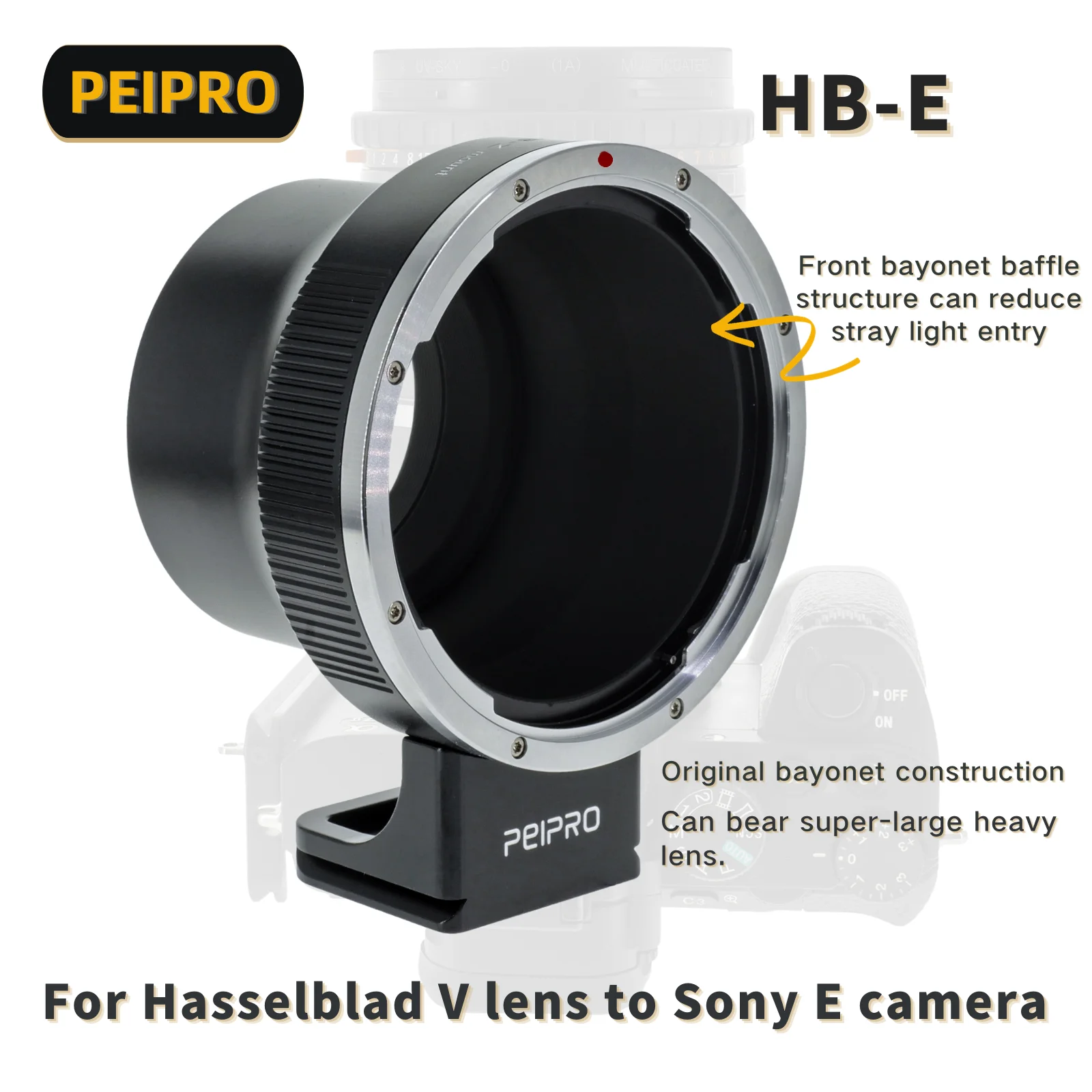 PEIPRO HB-E Lens Adapter Converter Compatible with Hasselblad V Mount Lens to Sony E/NEX Series Mount Cameras A1 A9 A7S3 FS7 FS5