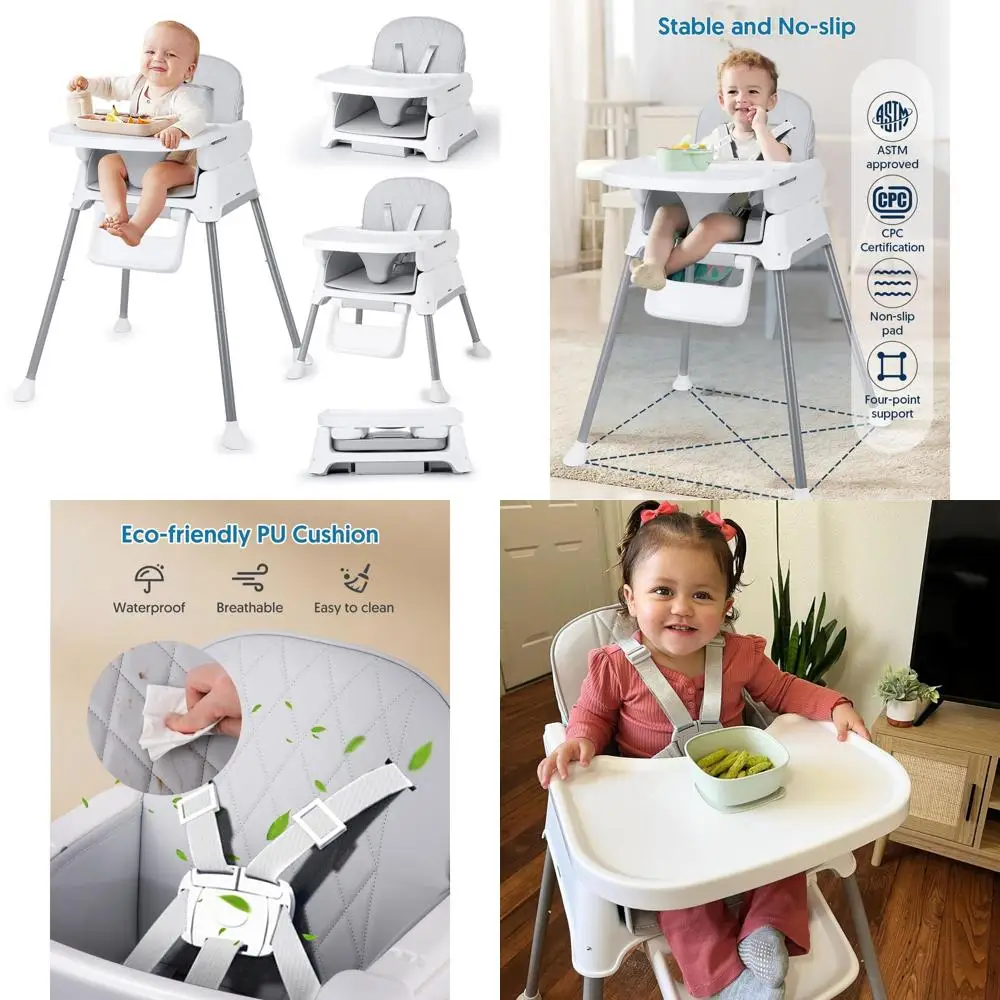 

Компактный стульчик для кормления 3-в-1: регулируемый, портативный и легко моющийся для младенцев и малышей