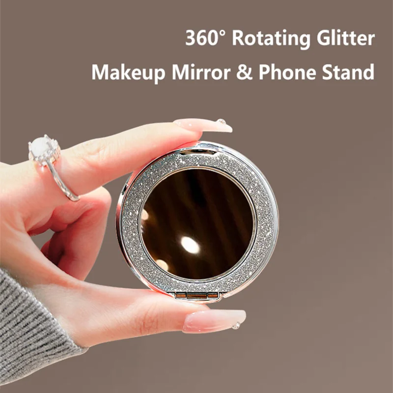 

Glitter Phone Ring Holder Grip Round Mirror Kickstand Stand for iPhone Samsung Xiaomi Universal Cellphone Accessories Magnetic