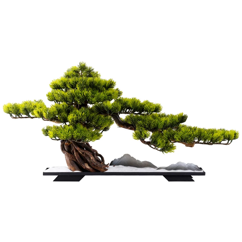 

Zen bionic real welcome pine green plant porch ornament creative new Chinese office living room bonsai hotel decoration