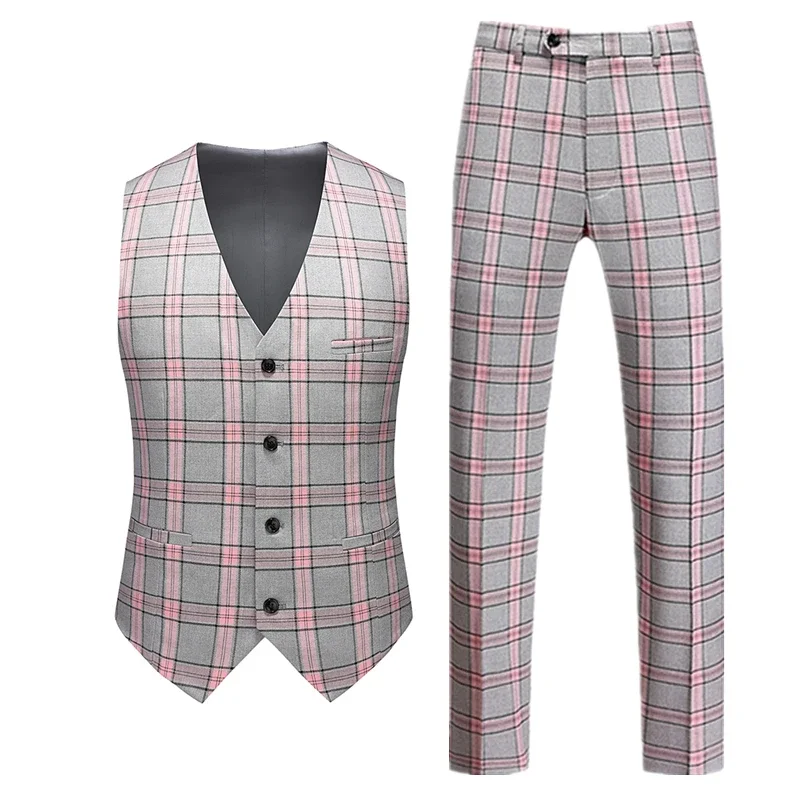 

Мужская красная жаккардовая вышивка из двух предметов, зеленый жилет без рукавов с брюками, черно-белые комплекты приталенного кроя азиатских размеров.