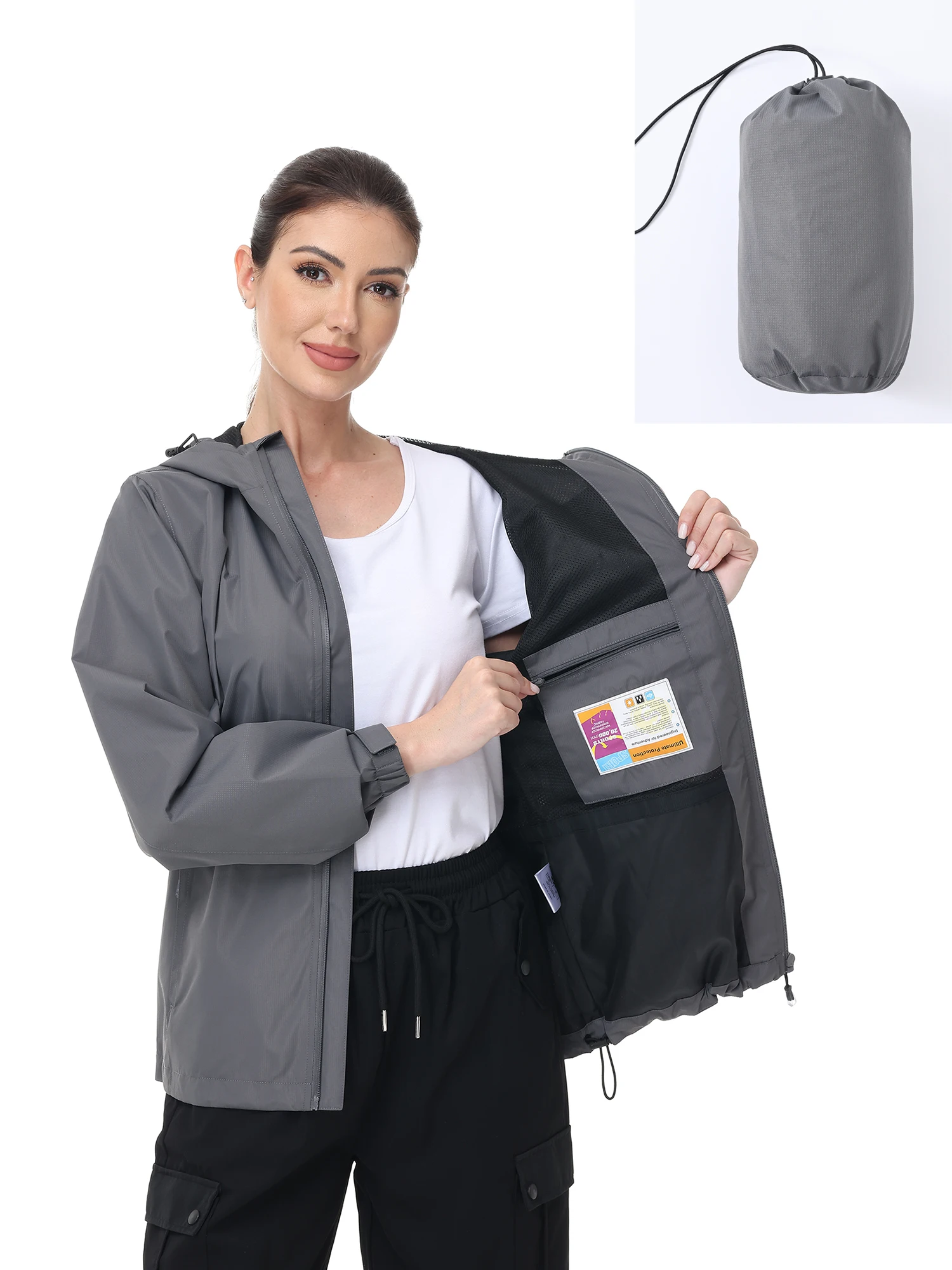 Summer Women's Outdoor Climbing Jacket, Waterproof Jacket Coat with Inner Pocket & Storage Bag for Camping Hiking Fishing