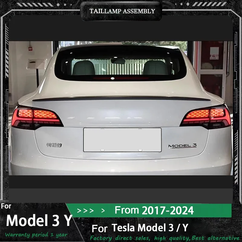 

Автомобильный задний фонарь для Tesla Model 3/Y 2019-2024, обновленный, модифицированный для нового динамического указателя поворота, автомобильный светодиодный задний фонарь в сборе