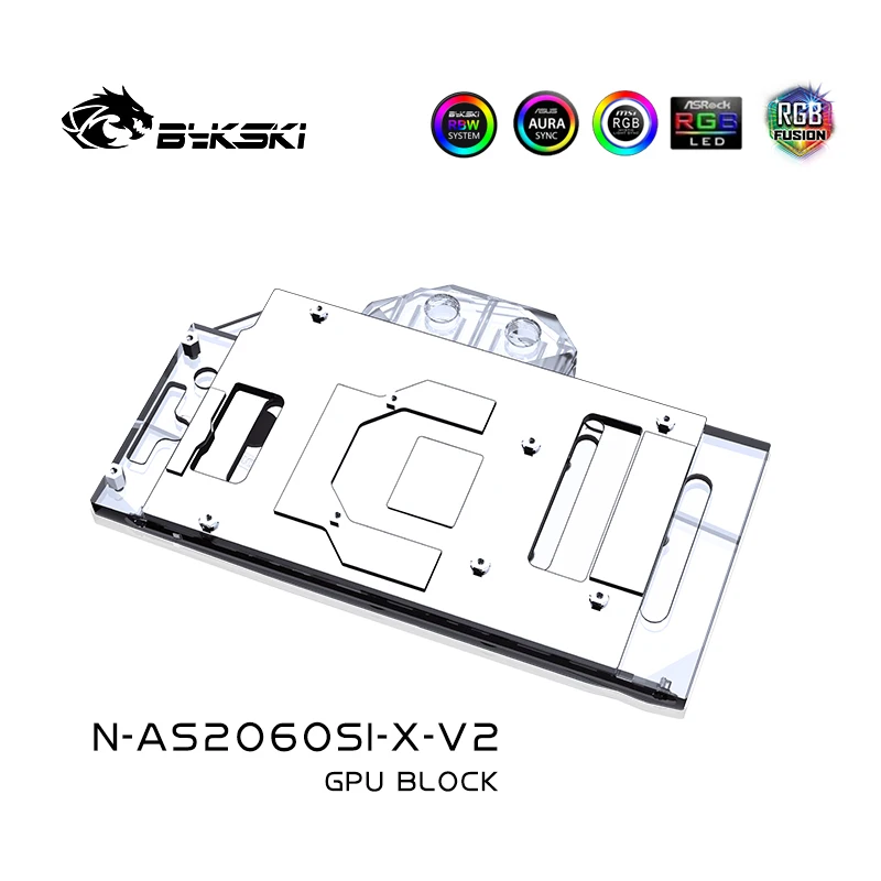 BYKSKI Water Cooling Block for ASUS RTX 2060 O6G SI / DUAL RTX2060-6G /  DUAL RTX2060-O6G-EVO / RTX2060-O6G-GAMING /5V 3PIN/12V