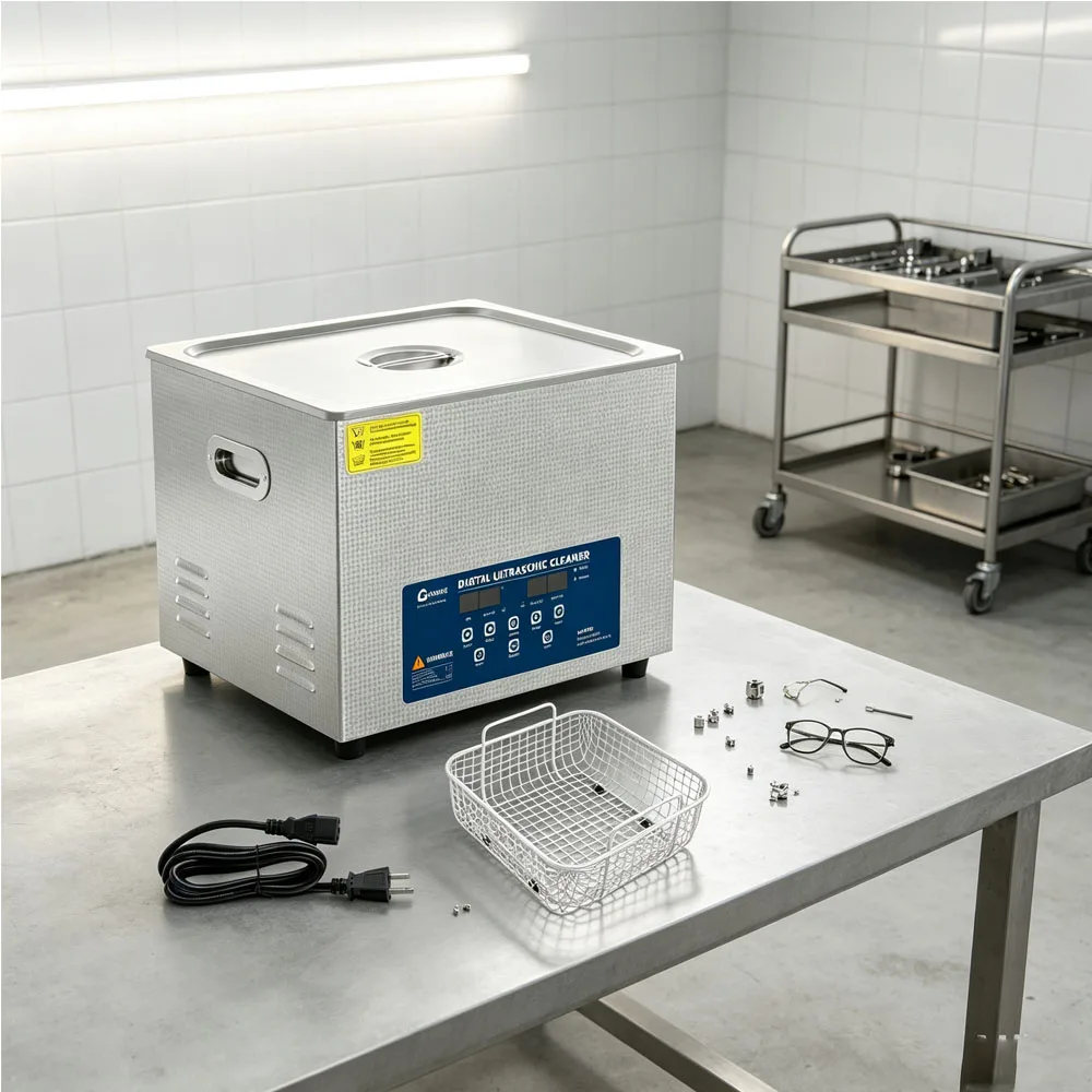 180W Digital Ultrasonic Cleaner With 300W Heater 40kHz Frequency Professional Commercial Stainless Steel Machine Digital Timer 0-80 Degree Celsius For Glasses Jewellery Metal
