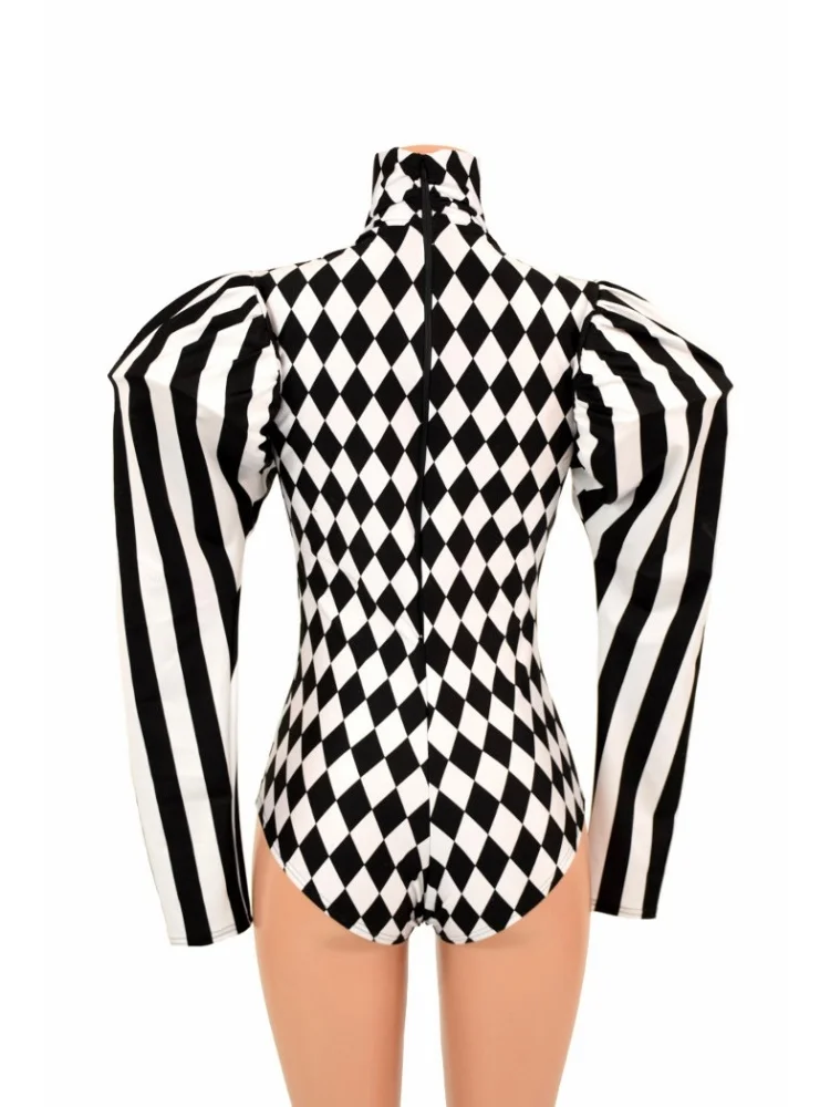 IOOTIANY Dunkler Clown Joker Buffon Ärmel Badeanzug Halloween Zirkus Bademode Modischer Sexy Ausgeschnittener Club Strand Party Bodysuit – Detail 7