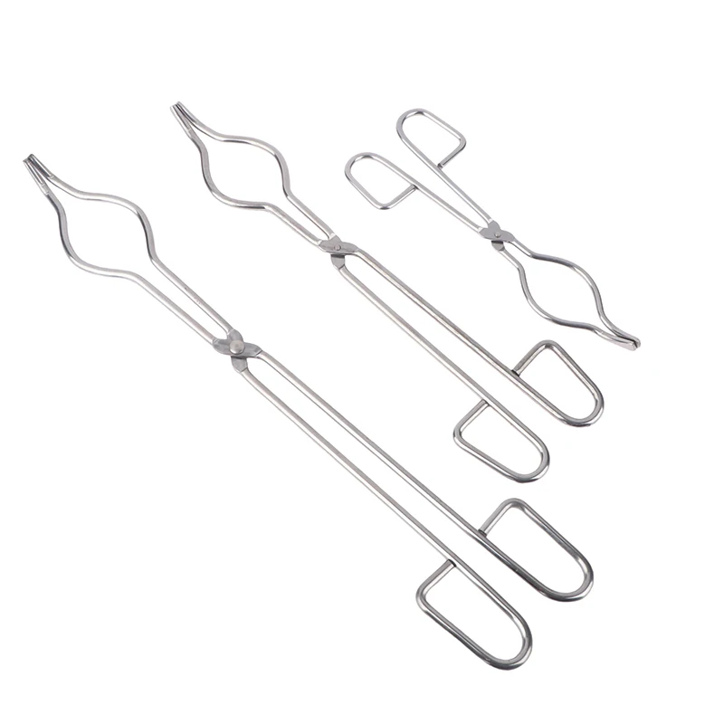 Professional Stainless Steel Crucible Tongs Graphite Melting Plier Holder Chrome Plated Beaker Clamps for Lab Use