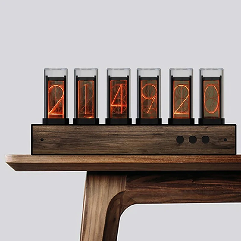 Vintage Electronic Desktop Luxury Nixie Tube Clock Table Digital Ideas Wood Creative Digital Light Desk Clock Watch Decor Gift
