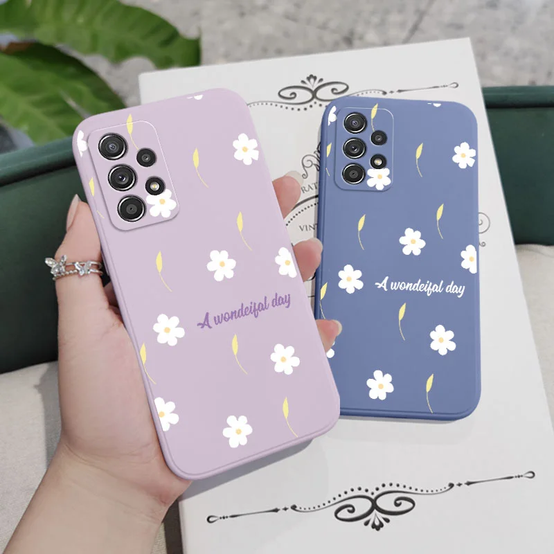 Small Daisy Phone Case For Samsung Galaxy A55 A35 A25 A15 A05 A05S A54 A34 A24 A14 A04 A04S A04E 4G 5G Cover