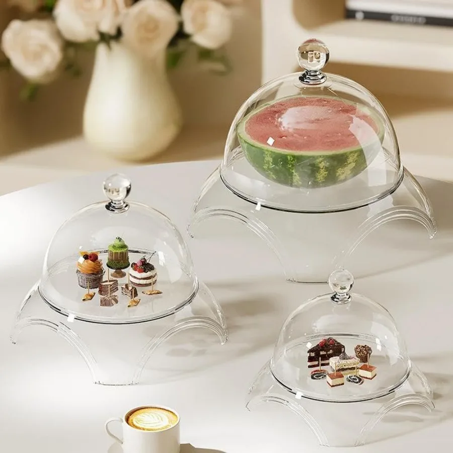 

Cake Stand Set with Lid, 3pcs Multi-Functional Serving Platter Cake Stand with Dome Display Stand Platters in Multiple Sizes for