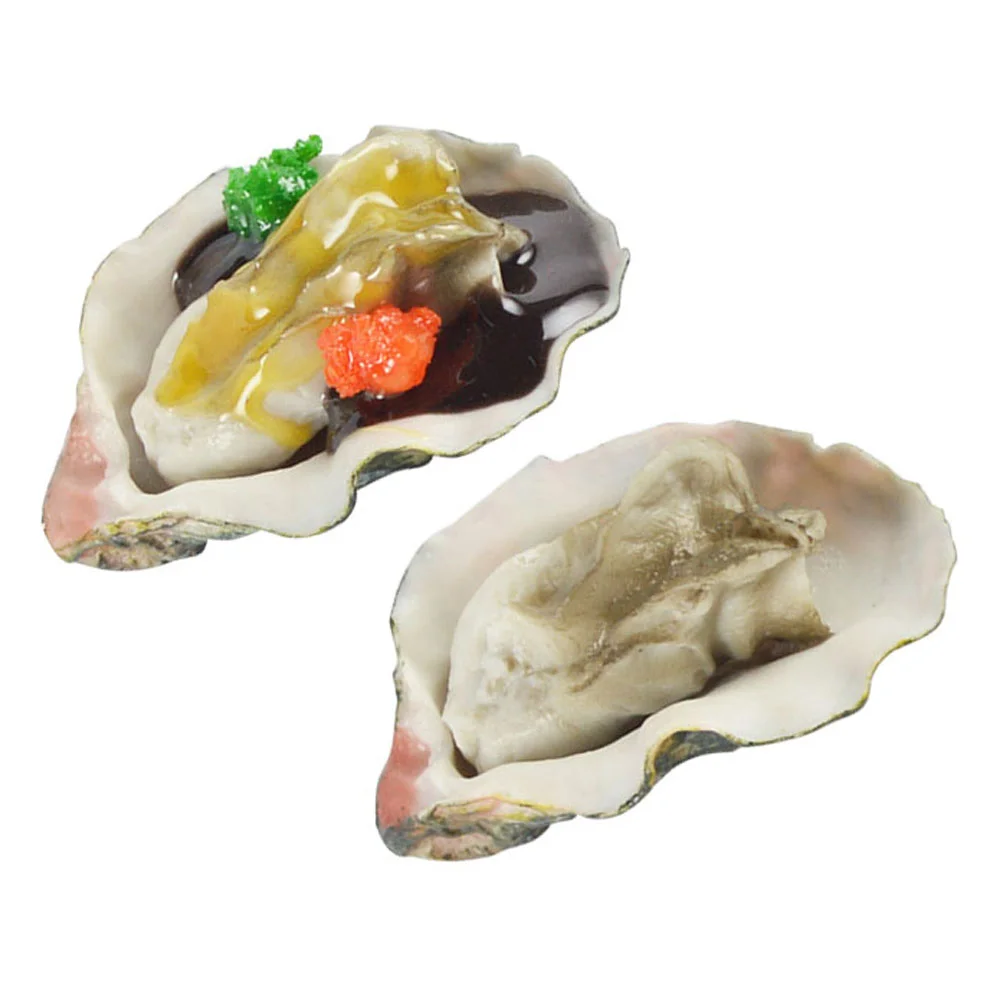 2 Pcs Simulated Oysters Play Food Toy Seafood Fake Model Minced Garlic Pretend Pvc