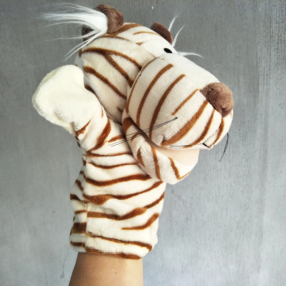 Kinderen handpop speelgoed knuffel streep tijger voor kind verjaardagscadeau