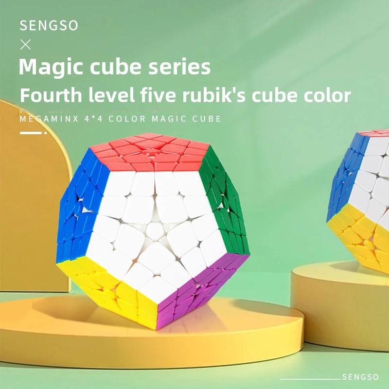 [CubeFun]ShengShou 4x4 Megaminx Magic Cube Stickerless Puzzle Sengso Dodecahedron 12 Faces Master Kilominx Toys Children's Gift